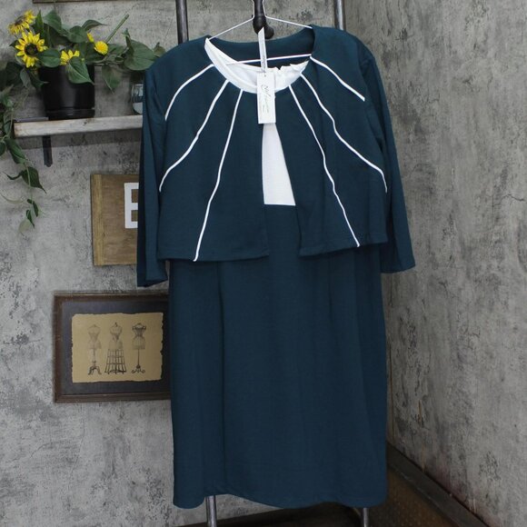 NWT Ny Collection Womens Plus Size 3/4 Sleeve Jacket and Dress Mallard Green 16W - Picture 4 of 10